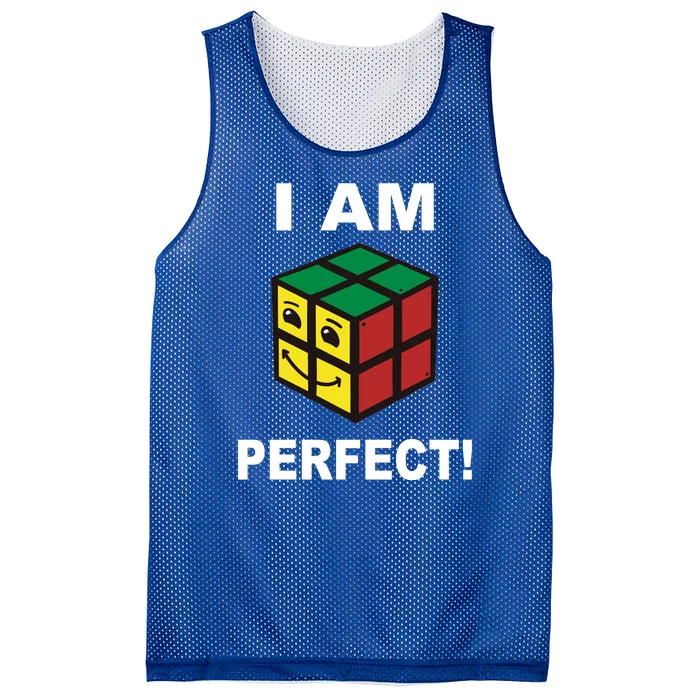 I Am Perfect Funny Retro Cube Meme Mesh Reversible Basketball Jersey Tank