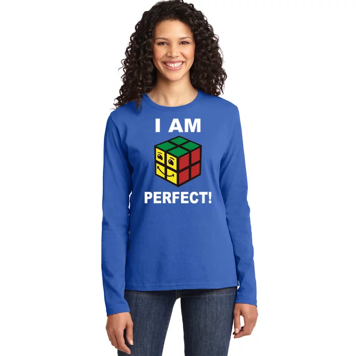 I Am Perfect Funny Retro Cube Meme Ladies Long Sleeve Shirt