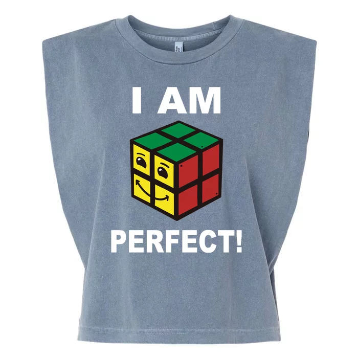 I Am Perfect Funny Retro Cube Meme Garment-Dyed Women's Muscle Tee