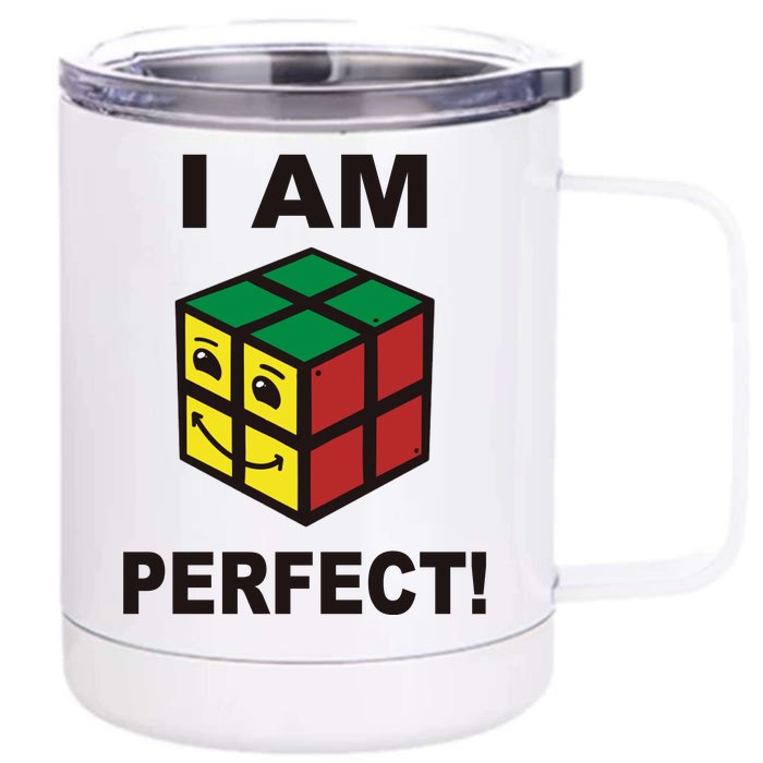 I Am Perfect Funny Retro Cube Meme Front & Back 12oz Stainless Steel Tumbler Cup