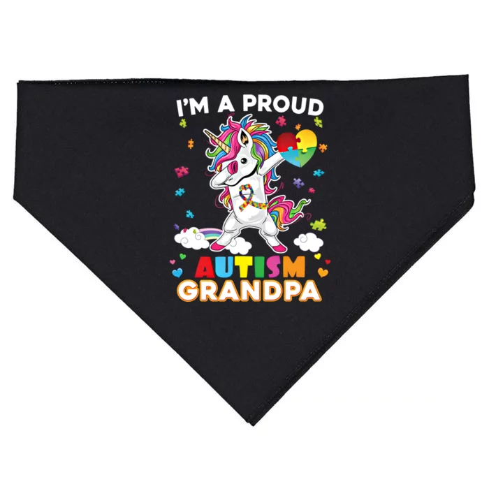 IM A Proud Grandpa Dabbing Unicorn Autism Awareness Puzzle Cute Gift USA-Made Doggie Bandana