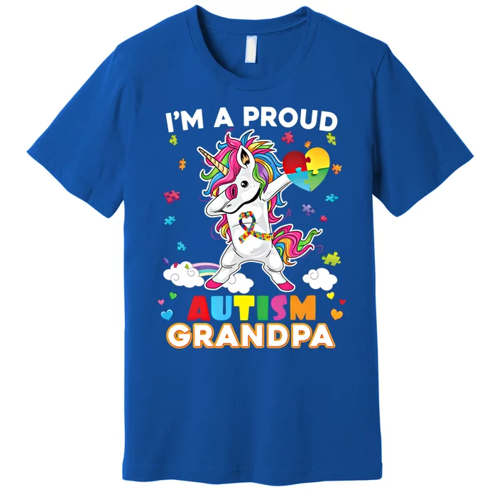 IM A Proud Grandpa Dabbing Unicorn Autism Awareness Puzzle Cute Gift Premium T-Shirt