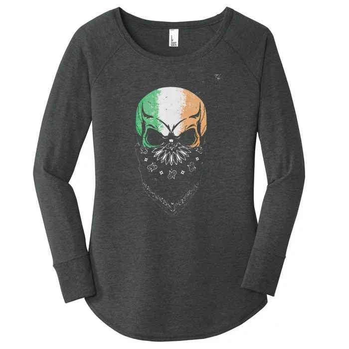 Irish American Pride Skull Saint Patrick's Day Women's Perfect Tri Tunic Long Sleeve Shirt