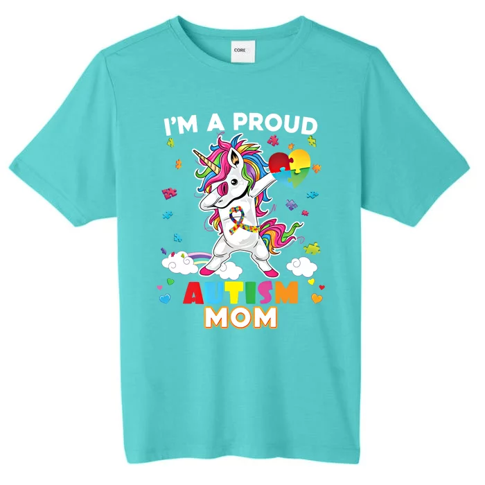 IM A Proud Mom Dabbing Unicorn Autism Awareness Puzzle Cool Gift ChromaSoft Performance T-Shirt