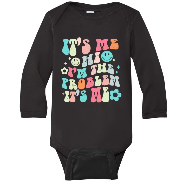 I'm A Problem Retro Groovy Funny Sarcasm Humor Baby Long Sleeve Bodysuit