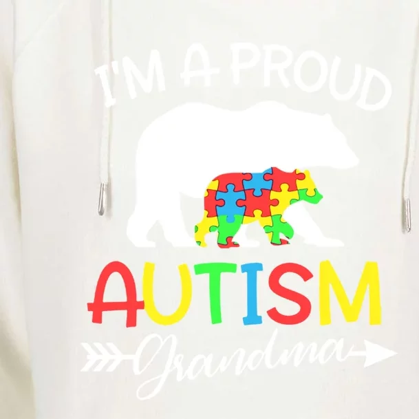 I'm A Proud Autism Grandma Bear Puzzle Autism Awareness Gift Womens Funnel Neck Pullover Hood