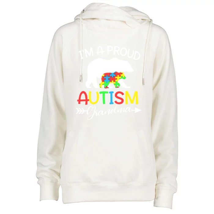 I'm A Proud Autism Grandma Bear Puzzle Autism Awareness Gift Womens Funnel Neck Pullover Hood