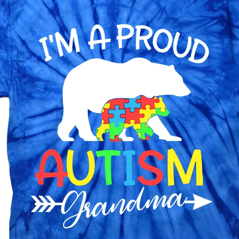 I'm A Proud Autism Grandma Bear Puzzle Autism Awareness Gift Tie-Dye T-Shirt