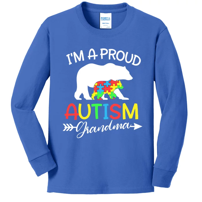 I'm A Proud Autism Grandma Bear Puzzle Autism Awareness Gift Kids Long Sleeve Shirt