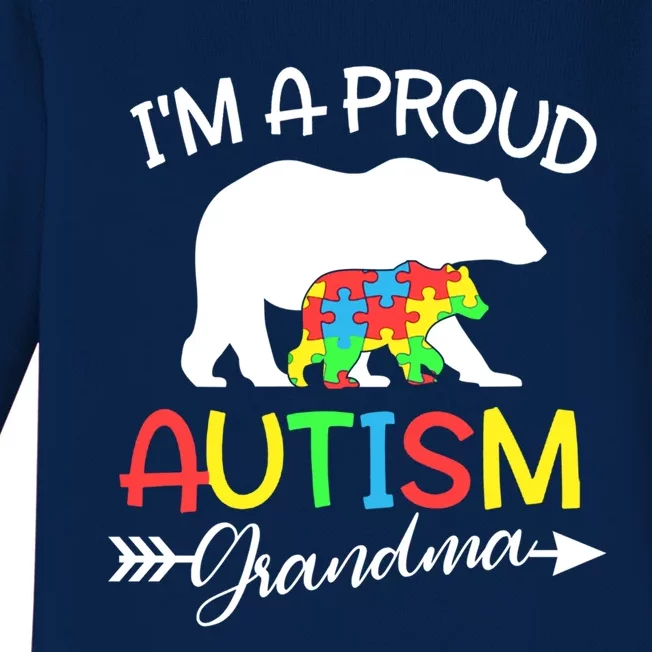 I'm A Proud Autism Grandma Bear Puzzle Autism Awareness Gift Baby Long Sleeve Bodysuit