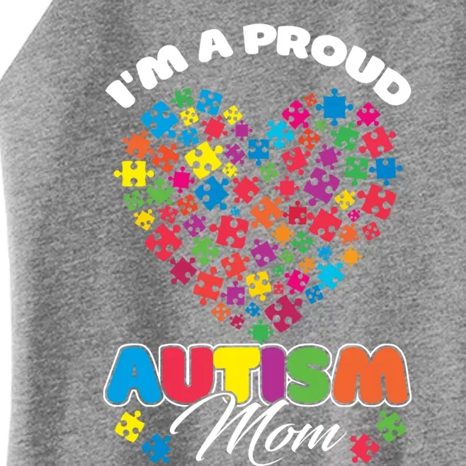 Im A Proud Autism Mom Puzzle Heart Autism Awareness Cute Gift Women’s Perfect Tri Rocker Tank