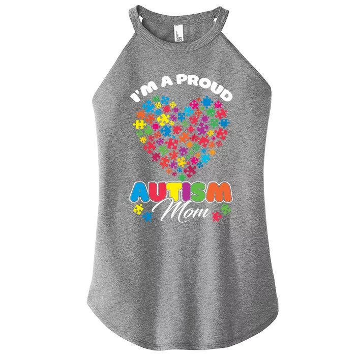 Im A Proud Autism Mom Puzzle Heart Autism Awareness Cute Gift Women’s Perfect Tri Rocker Tank