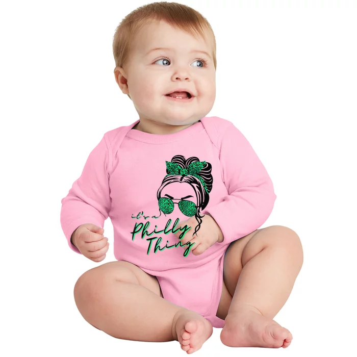 IT'S A PHILLY THING Girl Bun Messy Its A Philadelphia Thing Baby Long Sleeve Bodysuit