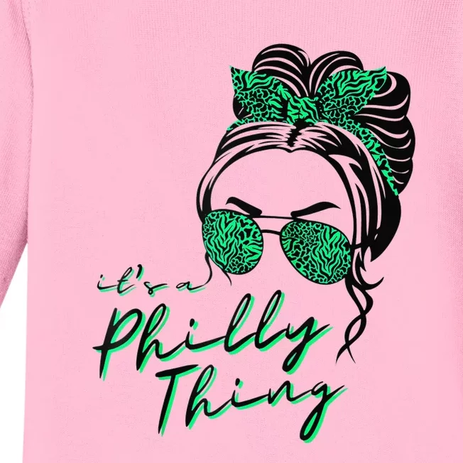 IT'S A PHILLY THING Girl Bun Messy Its A Philadelphia Thing Baby Long Sleeve Bodysuit