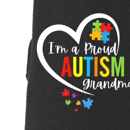 IM A Proud Grandma Love Heart Autism Awareness Puzzle Doggie 3-End Fleece Hoodie