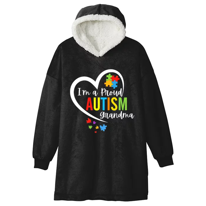 IM A Proud Grandma Love Heart Autism Awareness Puzzle Hooded Wearable Blanket