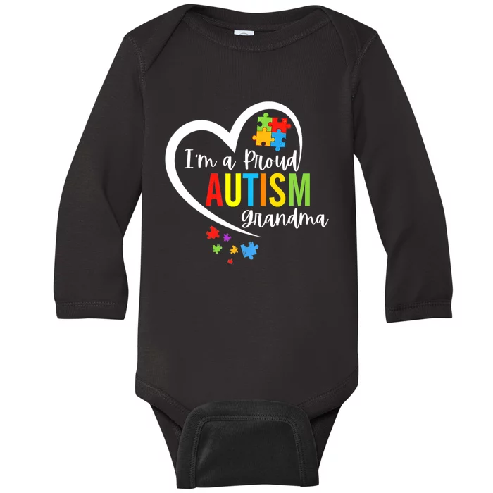 IM A Proud Grandma Love Heart Autism Awareness Puzzle Baby Long Sleeve Bodysuit