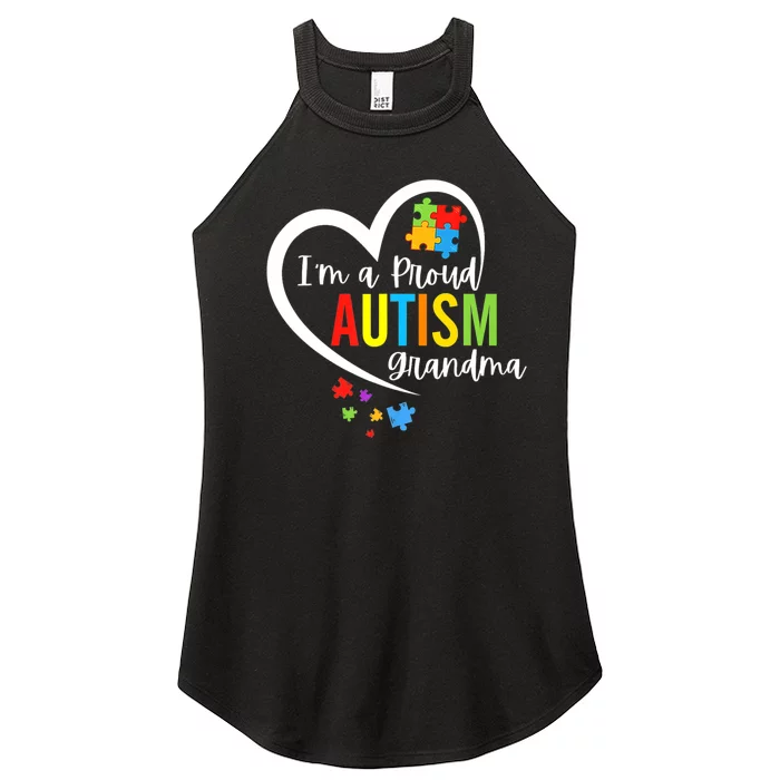 IM A Proud Grandma Love Heart Autism Awareness Puzzle Women’s Perfect Tri Rocker Tank