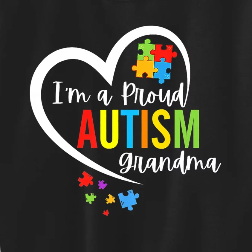 IM A Proud Grandma Love Heart Autism Awareness Puzzle Kids Sweatshirt