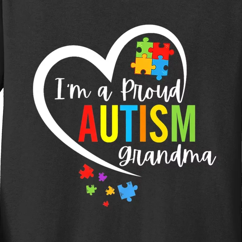 IM A Proud Grandma Love Heart Autism Awareness Puzzle Kids Long Sleeve Shirt