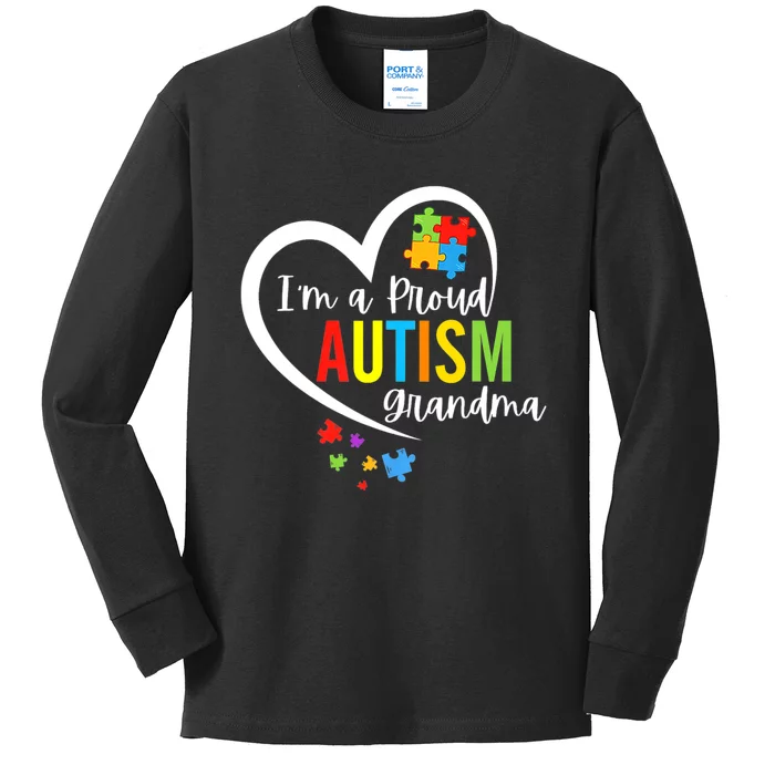 IM A Proud Grandma Love Heart Autism Awareness Puzzle Kids Long Sleeve Shirt