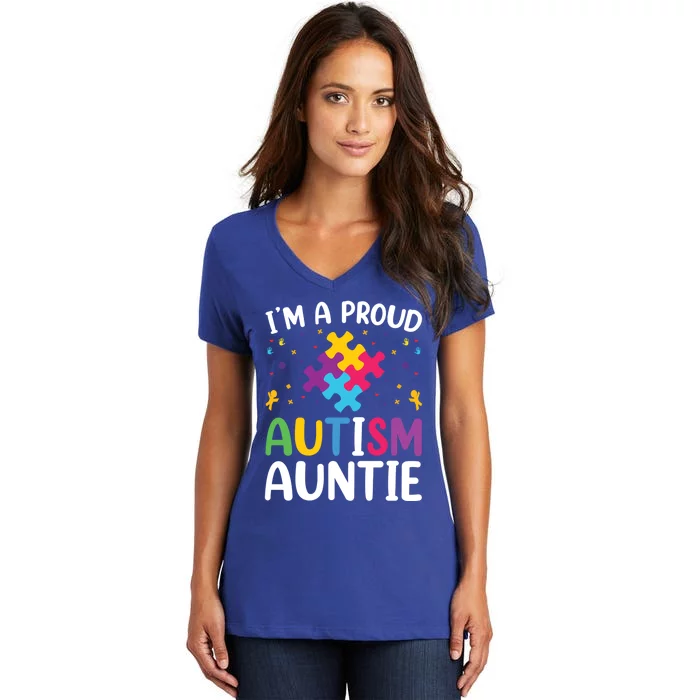 IM A Proud Autism Auntie Gift Women's V-Neck T-Shirt