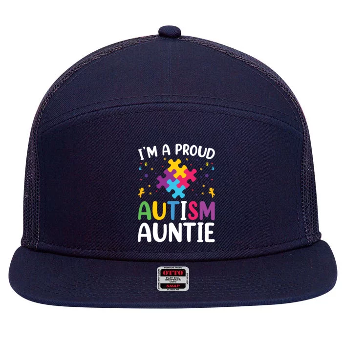 IM A Proud Autism Auntie Gift 7 Panel Mesh Trucker Snapback Hat