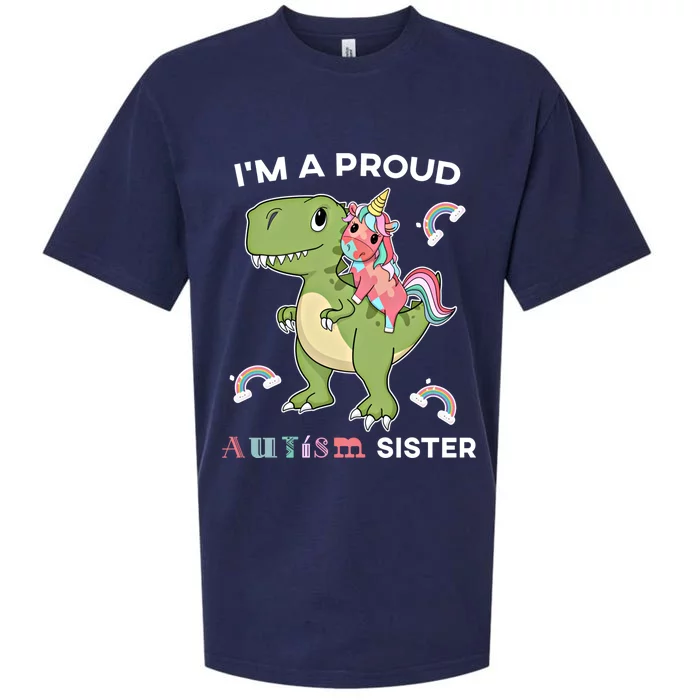 IM A Proud Sister Unicorn Autism Awareness Puzzle Gift Sueded Cloud Jersey T-Shirt