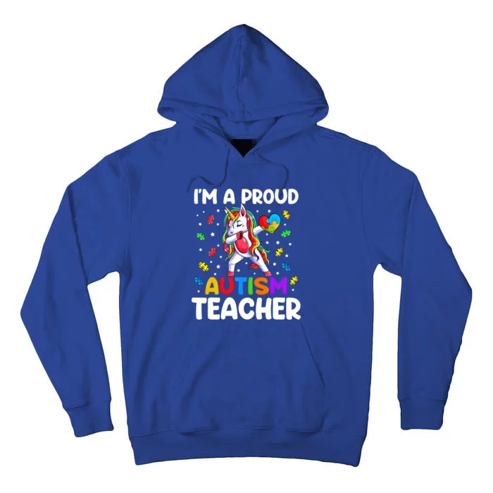 IM A Proud Teacher Autism Awareness Dabbing Unicorn Cute Gift Tall Hoodie