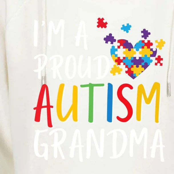 I'm A Proud Autism Grandma Awareness Puzzle Ribbon Gift Womens Funnel Neck Pullover Hood