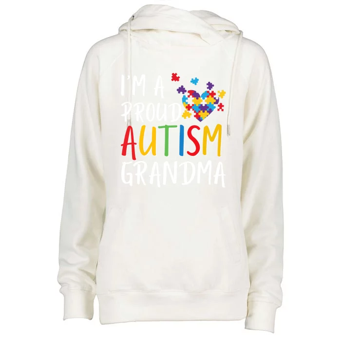 I'm A Proud Autism Grandma Awareness Puzzle Ribbon Gift Womens Funnel Neck Pullover Hood