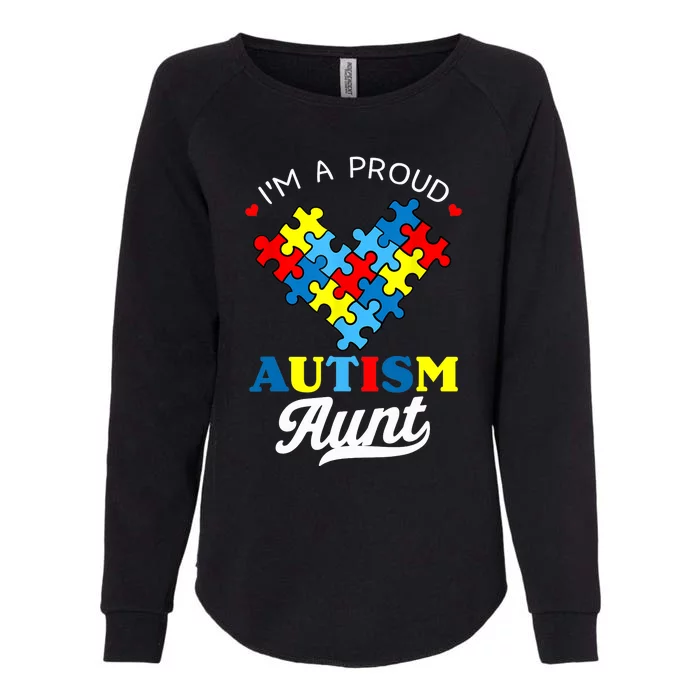 I'm A Proud Autism Aunt Autism Awareness Heart Niece Nephew Womens California Wash Sweatshirt