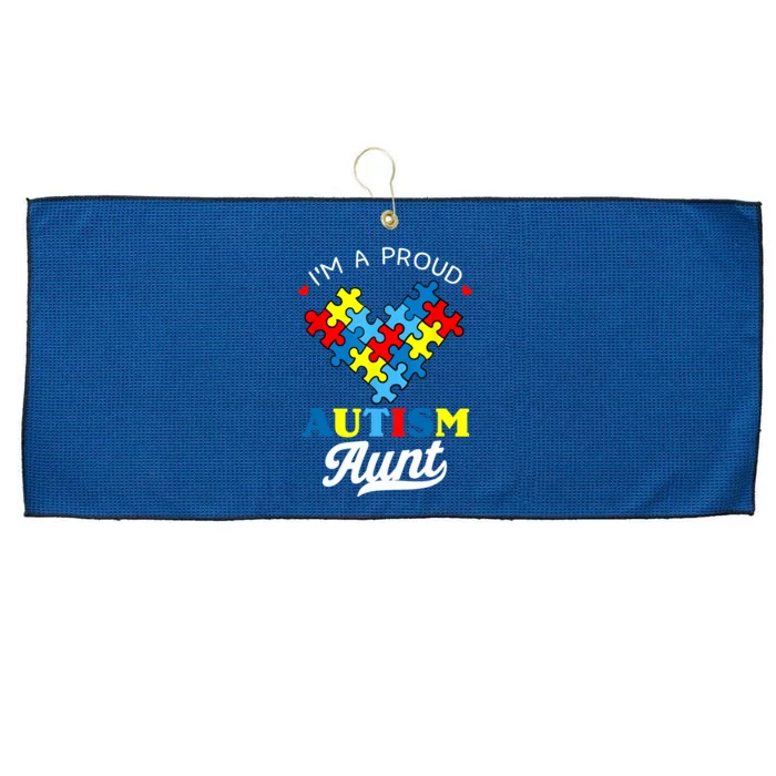 I'm A Proud Autism Aunt Autism Awareness Heart Niece Nephew Large Microfiber Waffle Golf Towel