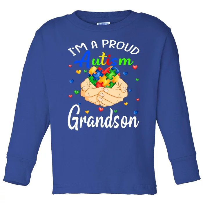 I'm A Proud Autism Grandson Autism Awareness Autistic Gift Toddler Long Sleeve Shirt