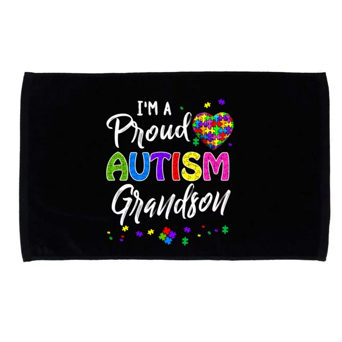 I'm A Proud Autism Grandson Funny Gift Autism Awareness Gift Microfiber Hand Towel