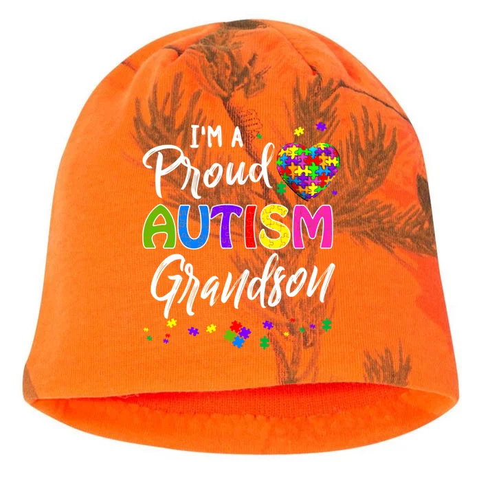 I'm A Proud Autism Grandson Funny Gift Autism Awareness Gift Kati - Camo Knit Beanie