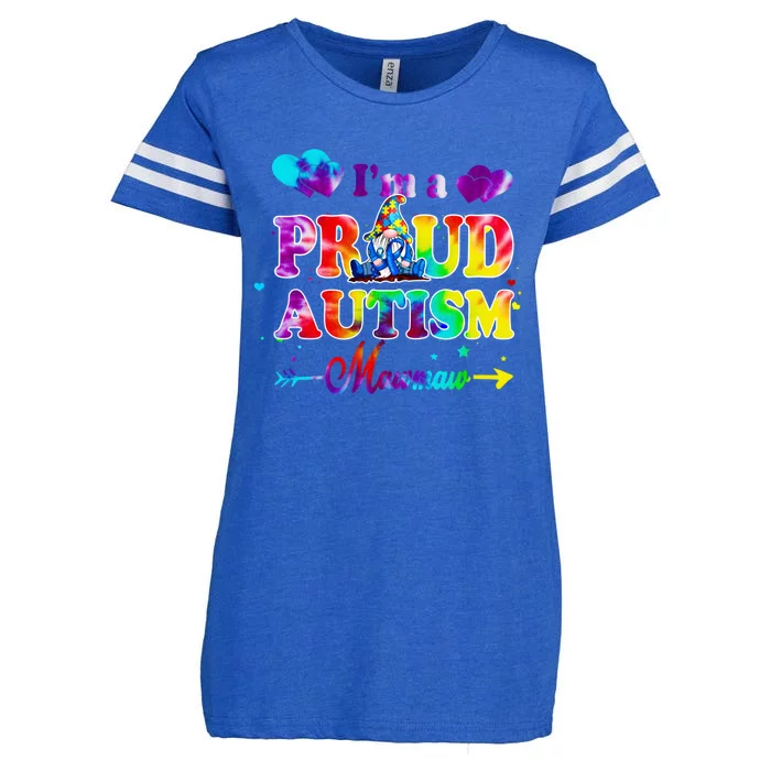 I'm A Proud Autism Mawmaw Tie Dye Gnome Great Gift Enza Ladies Jersey Football T-Shirt