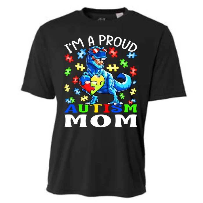 I'm A Proud Autism Mom Dinosaur Gift Cooling Performance Crew T-Shirt