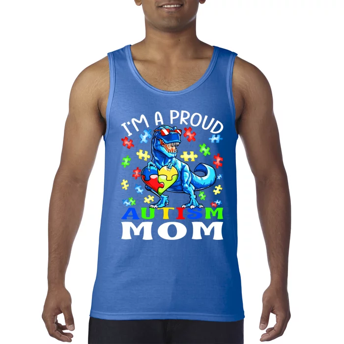 I'm A Proud Autism Mom Dinosaur Gift Tank Top