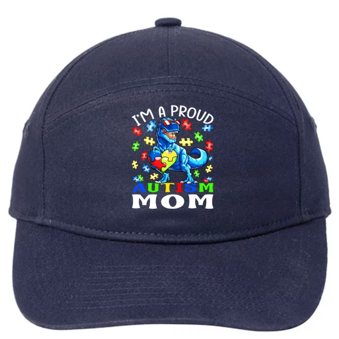 I'm A Proud Autism Mom Dinosaur Gift 7-Panel Snapback Hat