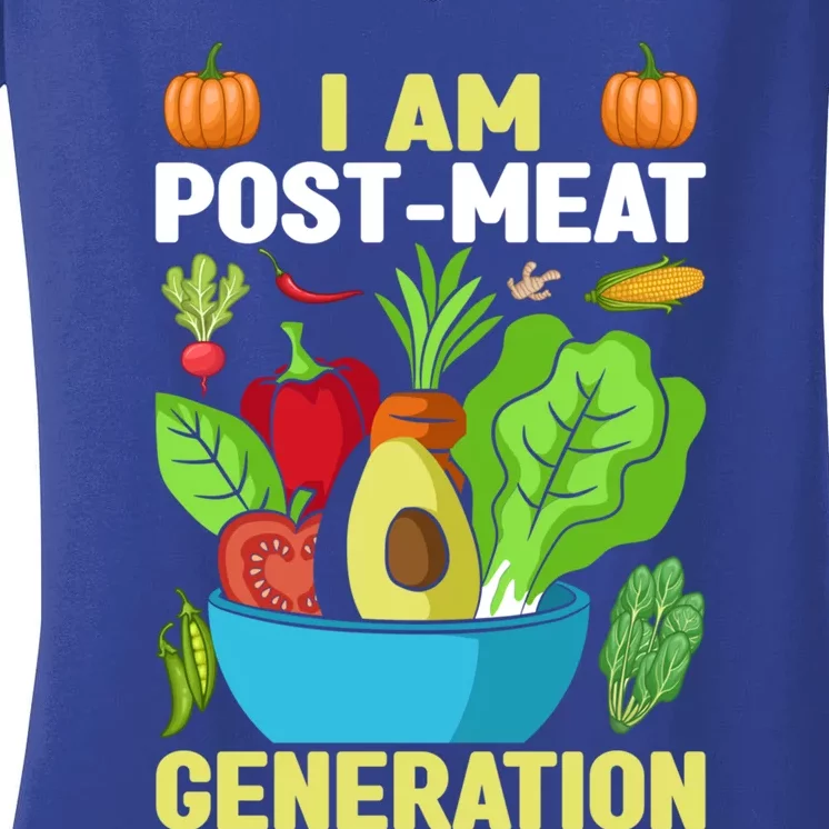 I Am Post Meat Generation Funny Veganism Veggie Vegetable Cute Gift Women's V-Neck T-Shirt