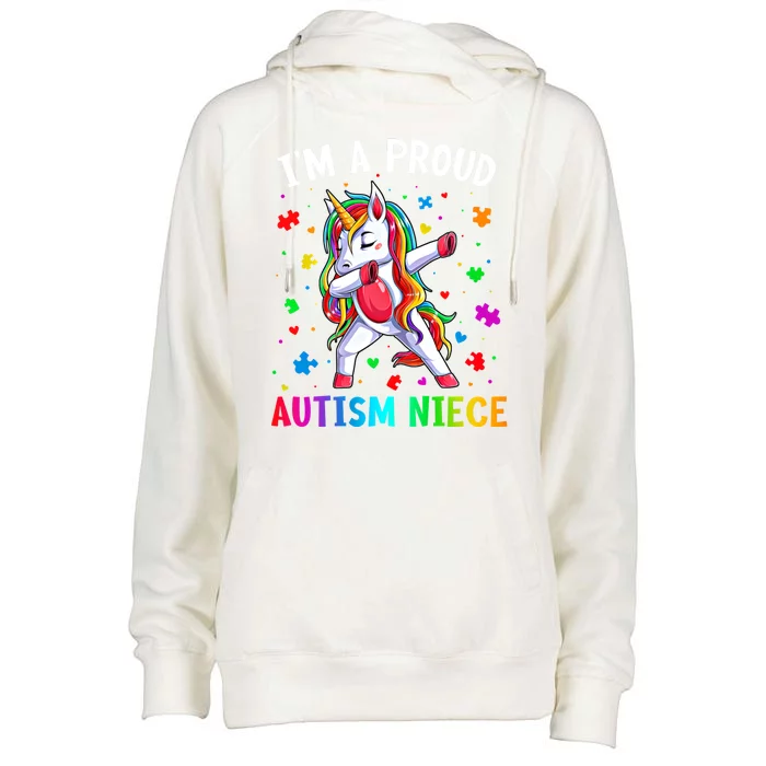 IM A Proud Autism Niece Dabbing Unicorn Autism Puzzle Piece Cute Gift Womens Funnel Neck Pullover Hood