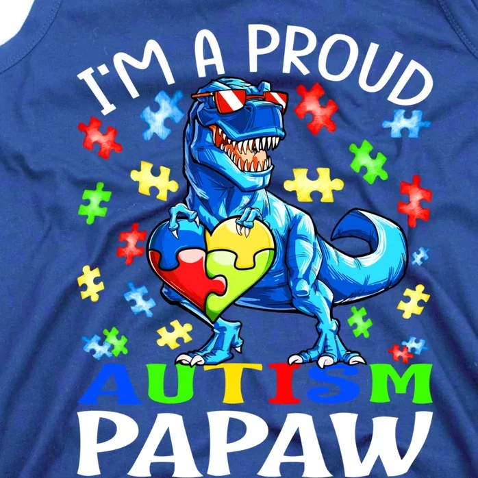 I'm A Proud Autism Papaw Dinosaur Gift Tank Top