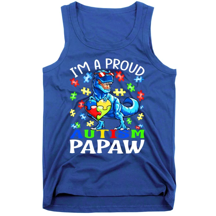 I'm A Proud Autism Papaw Dinosaur Gift Tank Top