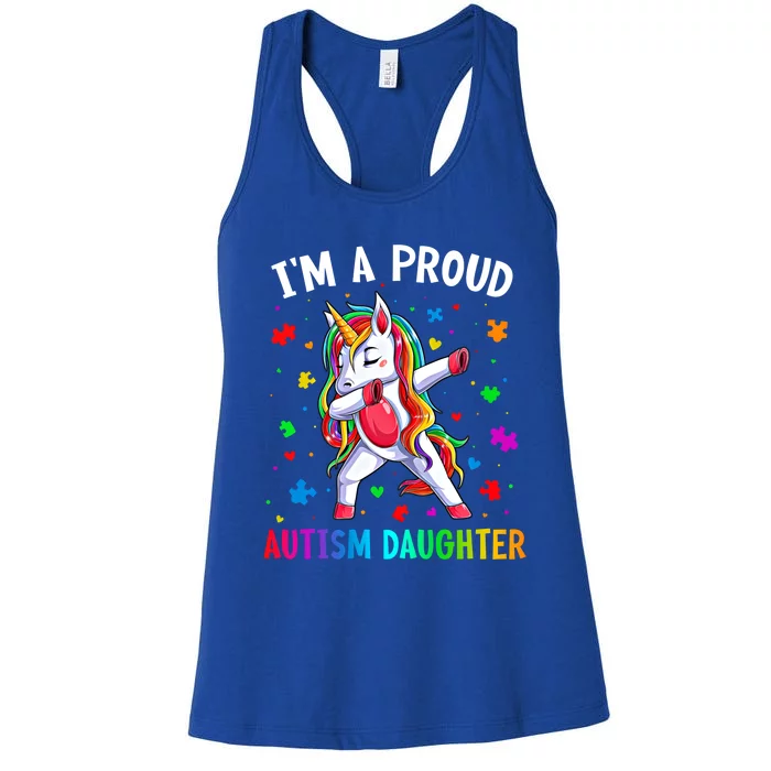 IM A Proud Autism Daughter Dabbing Unicorn Autism Awareness Meaningful Gift Women's Racerback Tank