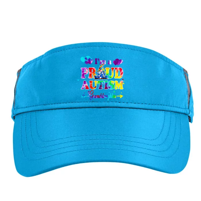 I'm A Proud Autism Granddaughter Tie Dye Gnome Cool Gift Adult Drive Performance Visor