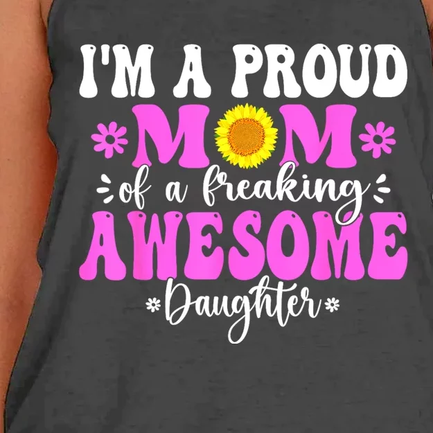 Im A Proud Mom Of A Freaking Awesome Daughter Mothers Day Women's Knotted Racerback Tank