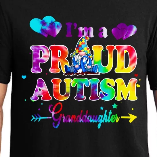 I'm A Proud Autism Granddaughter Tie Dye Gnome Cool Gift Pajama Set