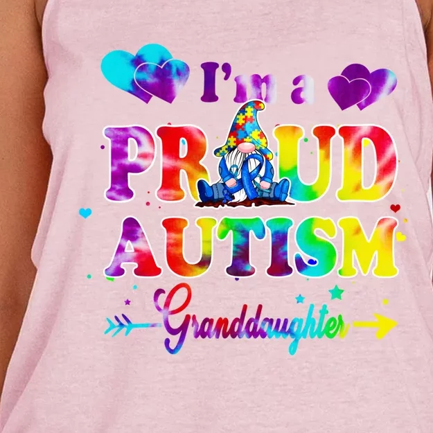 I'm A Proud Autism Granddaughter Tie Dye Gnome Cool Gift Women's Knotted Racerback Tank