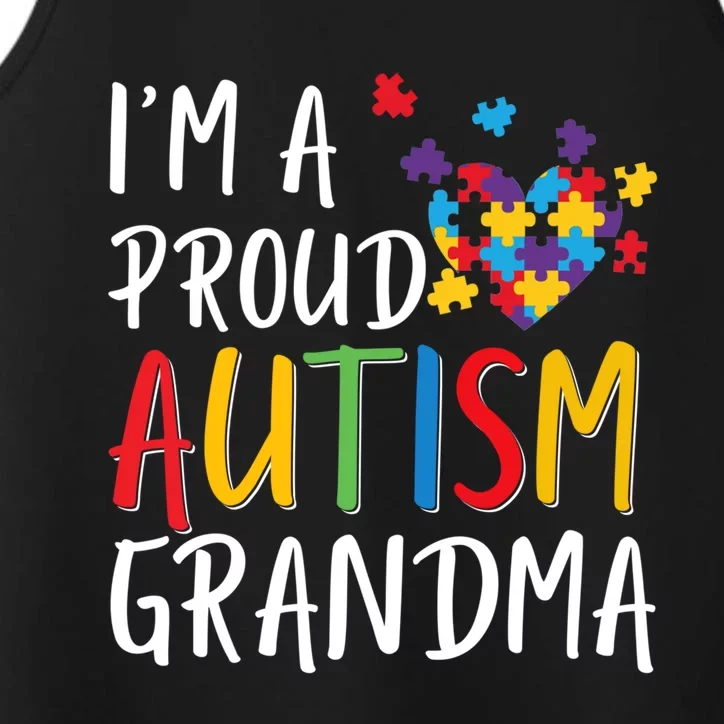 I'm A Proud Autism Grandma Awareness Puzzle Ribbon Cute Gift Performance Tank